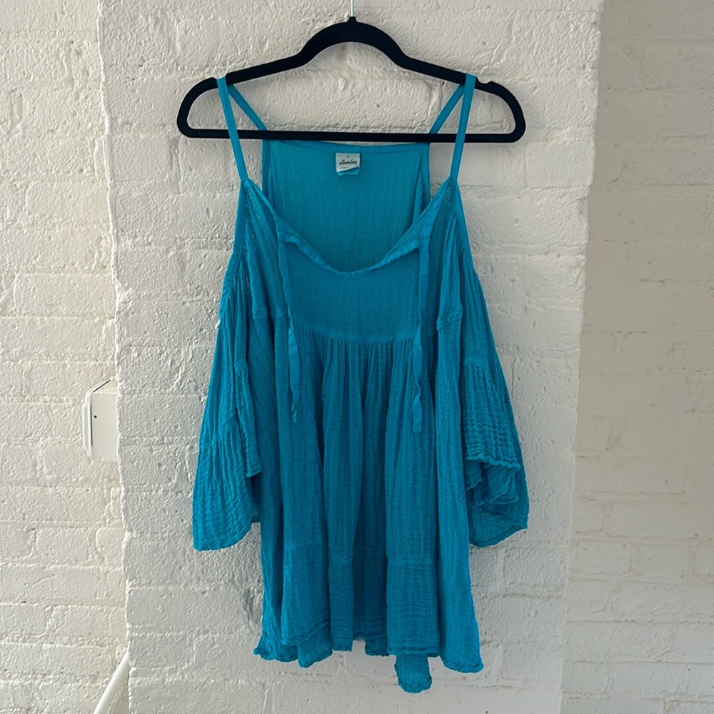 Sunday St Tropez Teal Green beach coverup